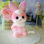 桃色ピンクうさぎ　☆　羊毛フェルト ぬいぐるみ　テディベア　うさぎ　バニー