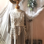 ぷっくりお袖のアンティークレースワンピース