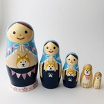 【s様ご予約品】青空頭巾マトリョーシカ・しば犬と　オーバーオール