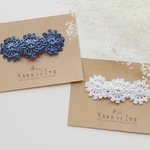 [パッチンピン] 2点セット  Antique Lace  (blue & white)