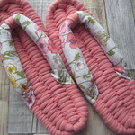 布ぞうり：coral pink24.5cm/お花好き