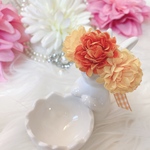 うさぎ花冠♡Little girl mom＊チェックオレンジ♡