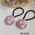 マーガレットの花刺繍　ブローチ／ヘアゴム