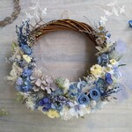 【特別価格】 Jolie botanique＜Bleu Royal＞＊ハーフムーンリース＊プリザーブドフラワー＊お花＊ギフト＊結婚祝い＊新築祝い＊お誕生日祝い＊ウェディング