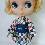ブライス 浴衣 リカちゃん 浴衣 きなり 矢絣 紺帯