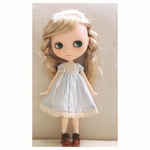 【受注製作】ドール服 ブライスアウトフィット ストライプワンピース（水色）