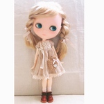  【受注製作】ドール服 ブライスアウトフィット ストライプワンピース（ベージュ）