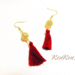 秋冬物♡タッセルピアス／イヤリング ＊ レッド