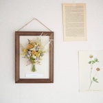 大切な人に贈る Dry flower bouquet frame Yellow&White オリジナルメッセージ入り　ブーケフレーム　フレームブーケ　額縁入りブーケ
