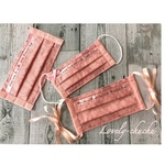 【夏用】「願いますく」メッセージプリーツマスク　サーモンピンク