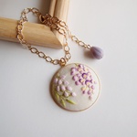 【在庫あり】刺繍　バッグチャーム　藤
