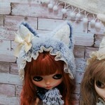 ねこ耳帽子ブルーグレー　ブライス