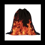 【Fire_kinchaku ナップサック リュック 。】ストリート ショルダー 炎 ファイヤー  キッズ 病みかわいい メンヘラ ゴシック キッズ パンク ロック 量産型 ブラック 黒