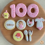 『100日祝い』セット品100日祝い盛りだくさんのアイシングクッキーセット 女の子用