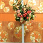 【⑯0087】5点セット/帯リメイク品/オレンジ地/花瓶敷・ランチョンマット等多方面使用可