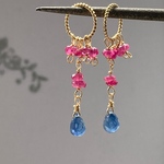 ルビーとサファイア　ピアス／イヤリングチャーム　14kgf 