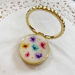 再販！ボタニカルflowerスマホリング(ゴールド)