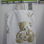 014様オーダー品：フランス生地テヴノン社「テディベア」柄マチなしトートバッグ