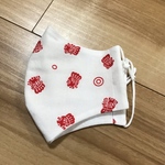 《夏用》手ぬぐいマスク(赤きんぎょ　内側：白／着物用高級綿生地) 大きめサイズ  敬老の日のプレゼントにも！