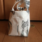 モノトーン猫柄ワンマイルバッグ