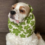 リップル生地花柄❤︎グリーン　中型犬用スヌード　犬用スヌード