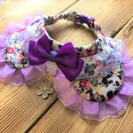 犬・猫の首輪　27～30　ocochanリボンチョーカー　パープル・パンダ・お花・姫