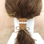 紐 アレンジ パール付 革 ひも スエード アクセサリー ヘアアクセサリー フェイク レザー おしゃれ 個性的 結婚式 お呼ばれ