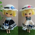 【記念SALE】[ミディブライス モノトーンマリン双子６点セット] アウトフィット Blythe outfit　よしえ屋