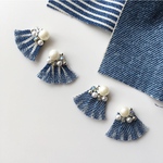 《再販》denim×beads ビーズ刺繍ピアスorイヤリング  サージカルステンレス対応 R-41