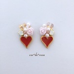 ハートとローズ  ピアス