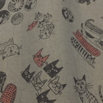 ブックカバー*文庫本*文庫*綿麻*イラストスタンプ猫
