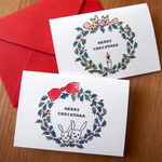 CHRISTMAS MINI CARD - WREATH リス&ウサギ 2PC SET-