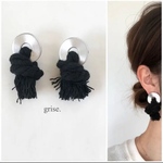 シルバー　ブラック　ロープ　ピアス　ハンドメイド　大ぶり　縄