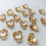 A14 チェコガラスビーズ  パンジーフラワー ビーズ ペタル 花びら 花弁 オーロラつちいろ15個