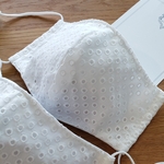 限定出品☆2枚セット夏用　綿100％接触冷感生地&刺繍生地　立体マスク