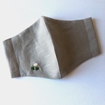 リネンマスク 刺繍 L（大きめサイズ ）tsubomi ホワイト