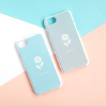 一輪の白いお花のスマホケース（ブルーorグレー）