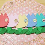 yumiko**フェルト☆6色カラーチューリップのボタン＆スナップ練習♪