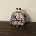 サイド合皮変更　キラキラアクセサリーポーチ＊グレー✖️パープル