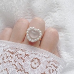 パールハートのピンクリング