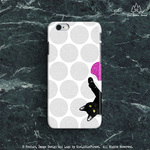 水玉模様 と いたずら　子猫　pink iPhoneケース[iPhone6s, 6s Plus, 6, 6 Plus,5/5s, 5C, 4/4s]★ ねこ　cat みずたま　ドット　dot　アニマル