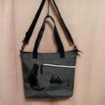 【お名前入れ無料】軽量トートバッグ　黒猫ファミリー