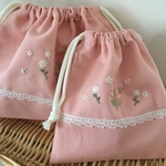 お花刺繍＆レースのお弁当セット