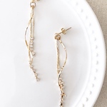 再販◎ラインジルコニアチェーンピアス／イヤリング交換可