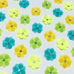 お花シール❁︎スワロフスキー❁︎40枚❁︎green×yellow