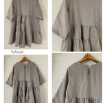 ta様ご注文品　グレージュリネンのティアードワンピース