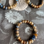 SALE【1連25コセット】JIRI＊IVANA#czech beads#チェコビーズ　sea glass rondel 9✖️6㎜　amber mix assort ⑤gold flake