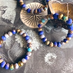 SALE【1連25コセット】JIRI＊IVANA#czech beads#チェコビーズ　sea glass rondel 9✖️6㎜　cobalt mix⑥gold flake