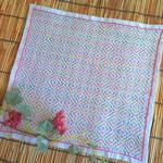 No. 151  刺し子 ふきん  柿の花～色々糸ミックスカラー