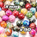 【A669】 送料無料 [約90個] アクリルビーズ 石目調 【MX】 8mm